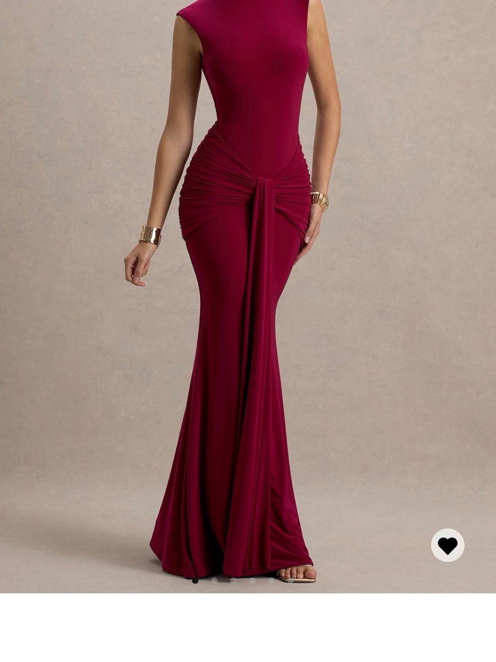 Sleeveless Burgundy Maxi Dress with Draped Knot Waist